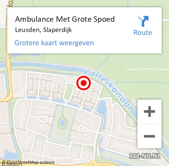 Locatie op kaart van de 112 melding: Ambulance Met Grote Spoed Naar Leusden, Slaperdijk op 13 juni 2017 11:58