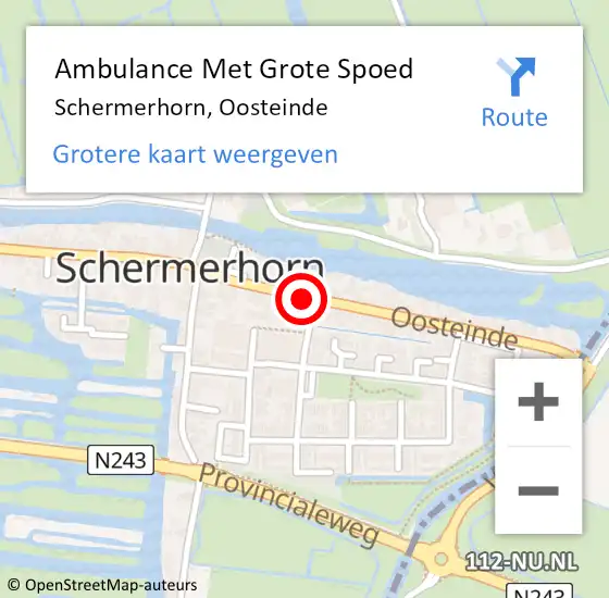 Locatie op kaart van de 112 melding: Ambulance Met Grote Spoed Naar Schermerhorn, Oosteinde op 13 juni 2017 12:57