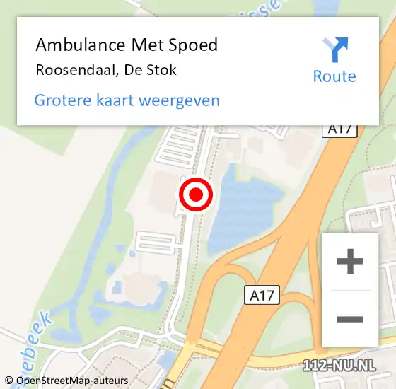 Locatie op kaart van de 112 melding: Ambulance Met Spoed Naar Roosendaal, Stok op 13 juni 2017 13:27