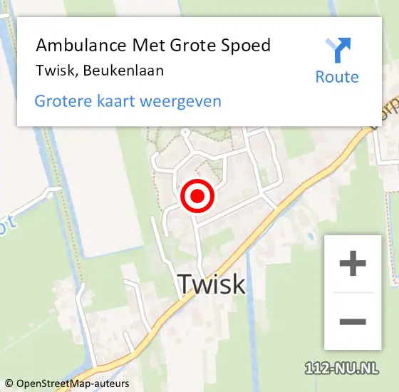 Locatie op kaart van de 112 melding: Ambulance Met Grote Spoed Naar Twisk, Beukenlaan op 13 juni 2017 13:35