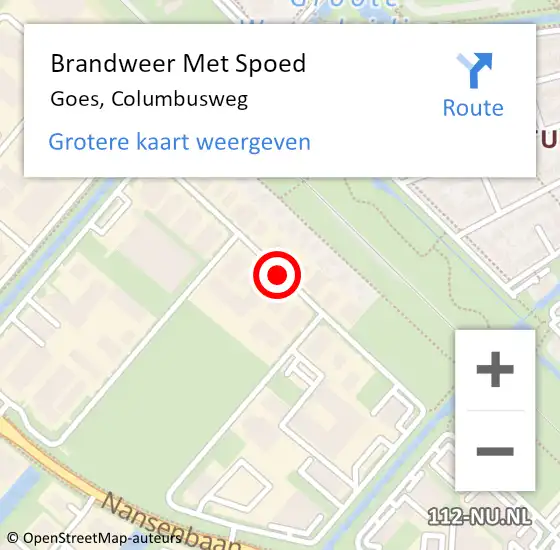 Locatie op kaart van de 112 melding: Brandweer Met Spoed Naar Goes, Columbusweg op 13 juni 2017 14:09