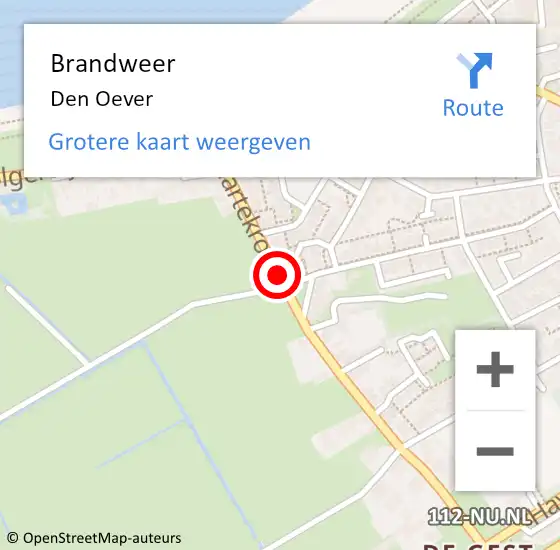 Locatie op kaart van de 112 melding: Brandweer Den Oever op 13 juni 2017 14:10