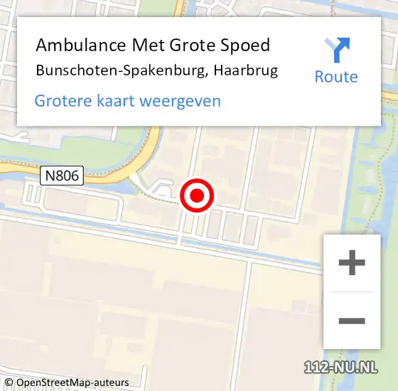 Locatie op kaart van de 112 melding: Ambulance Met Grote Spoed Naar Bunschoten-Spakenburg, Haarbrug op 13 juni 2017 14:37