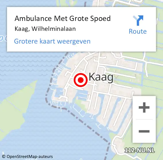 Locatie op kaart van de 112 melding: Ambulance Met Grote Spoed Naar Kaag, Wilhelminalaan op 13 juni 2017 14:38