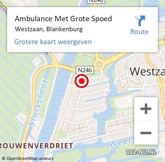 Locatie op kaart van de 112 melding: Ambulance Met Grote Spoed Naar Westzaan, Blankenburg op 13 juni 2017 14:38