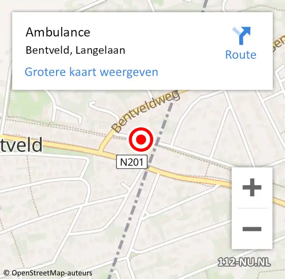 Locatie op kaart van de 112 melding: Ambulance Bentveld, Langelaan op 13 juni 2017 15:28