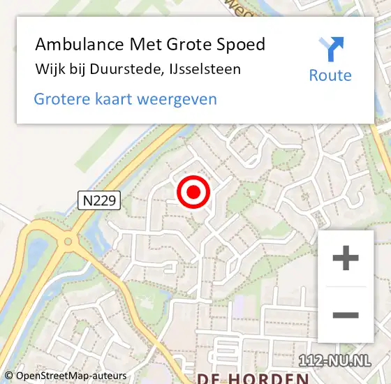 Locatie op kaart van de 112 melding: Ambulance Met Grote Spoed Naar Wijk bij Duurstede, IJsselsteen op 13 juni 2017 17:07