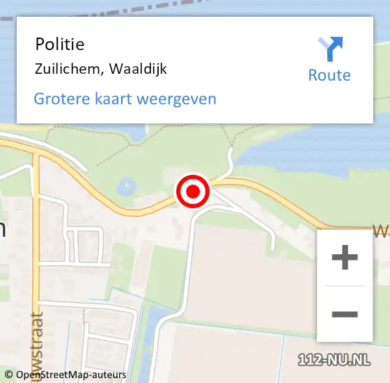 Locatie op kaart van de 112 melding: Politie Zuilichem, Waaldijk op 13 juni 2017 17:09