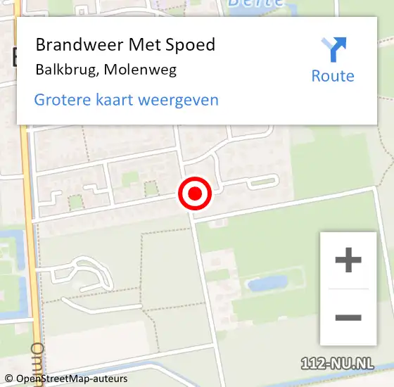 Locatie op kaart van de 112 melding: Brandweer Met Spoed Naar Balkbrug, Molenweg op 23 januari 2014 17:26