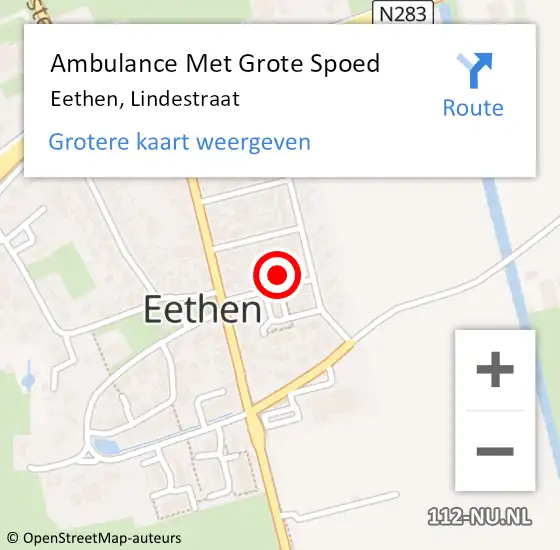 Locatie op kaart van de 112 melding: Ambulance Met Grote Spoed Naar Eethen, Lindestraat op 13 juni 2017 18:20