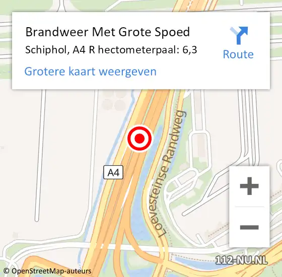 Locatie op kaart van de 112 melding: Brandweer Met Grote Spoed Naar Schiphol, A4 L hectometerpaal: 9,0 op 13 juni 2017 19:07