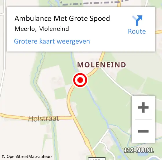 Locatie op kaart van de 112 melding: Ambulance Met Grote Spoed Naar Meerlo, Moleneind op 13 juni 2017 19:15