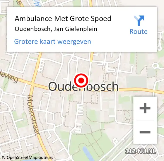 Locatie op kaart van de 112 melding: Ambulance Met Grote Spoed Naar Oudenbosch, Jan Gielenplein op 13 juni 2017 19:27