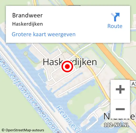 Locatie op kaart van de 112 melding: Brandweer Haskerdijken op 13 juni 2017 19:35