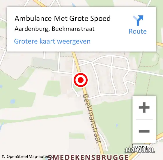 Locatie op kaart van de 112 melding: Ambulance Met Grote Spoed Naar Aardenburg, Beekmanstraat op 13 juni 2017 19:44