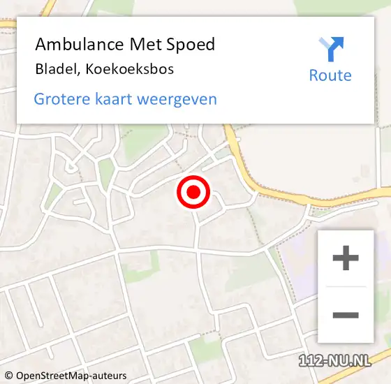 Locatie op kaart van de 112 melding: Ambulance Met Spoed Naar Bladel, Koekoeksbos op 13 juni 2017 19:57