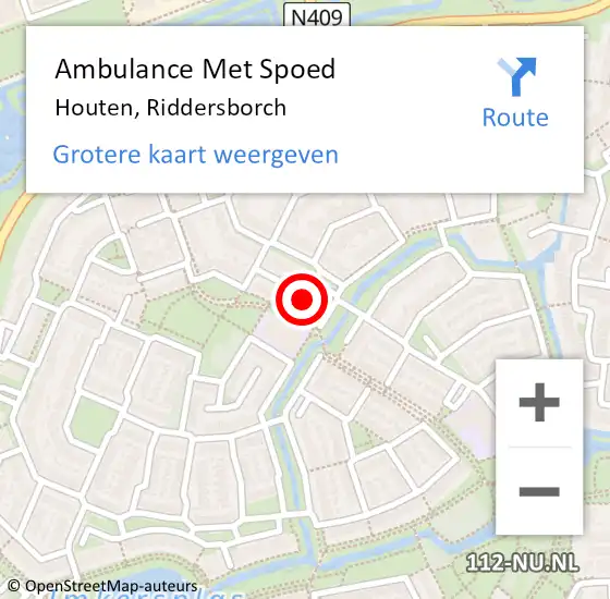 Locatie op kaart van de 112 melding: Ambulance Met Spoed Naar Houten, Riddersborch op 13 juni 2017 20:13