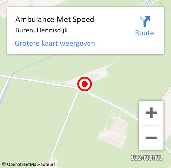 Locatie op kaart van de 112 melding: Ambulance Met Spoed Naar Buren, Hennisdijk op 13 juni 2017 20:18