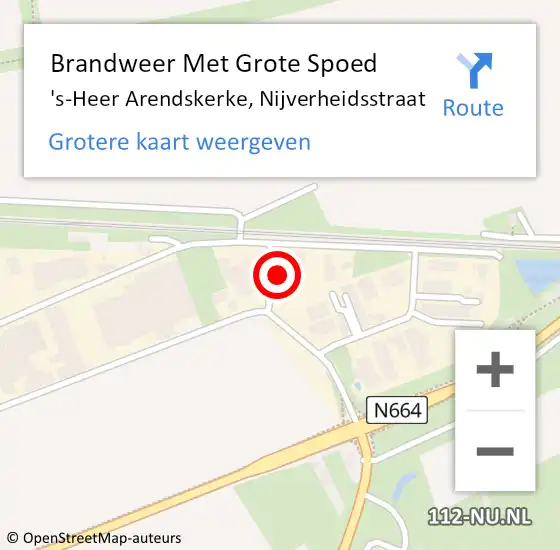 Locatie op kaart van de 112 melding: Brandweer Met Grote Spoed Naar 's-Heer Arendskerke, Nijverheidsstraat op 13 juni 2017 20:33