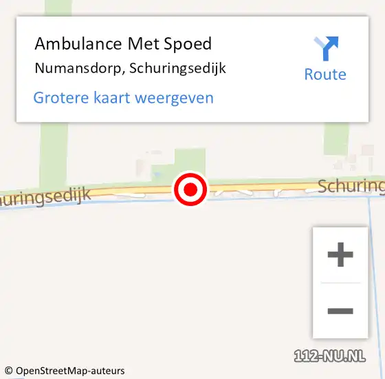 Locatie op kaart van de 112 melding: Ambulance Met Spoed Naar Numansdorp, Schuringsedijk op 13 juni 2017 21:05