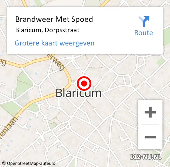 Locatie op kaart van de 112 melding: Brandweer Met Spoed Naar Blaricum, Dorpsstraat op 13 juni 2017 21:19