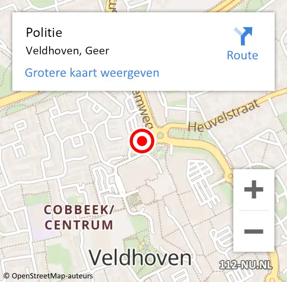 Locatie op kaart van de 112 melding: Politie Veldhoven, Geer op 13 juni 2017 21:21