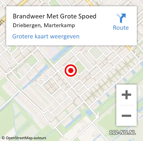 Locatie op kaart van de 112 melding: Brandweer Met Grote Spoed Naar Driebergen, Marterkamp op 13 juni 2017 21:59