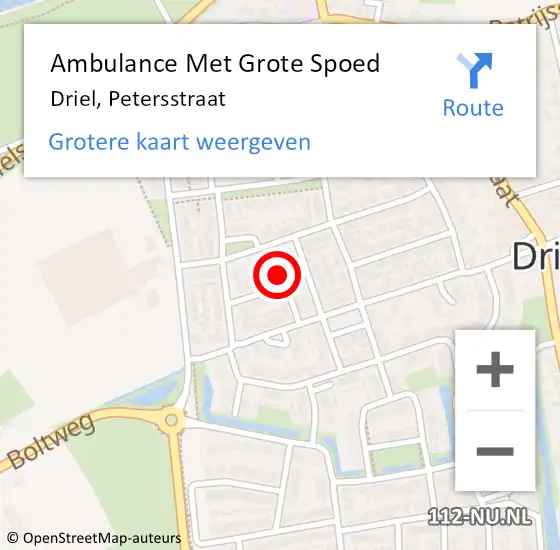 Locatie op kaart van de 112 melding: Ambulance Met Grote Spoed Naar Driel, Petersstraat op 13 juni 2017 22:01
