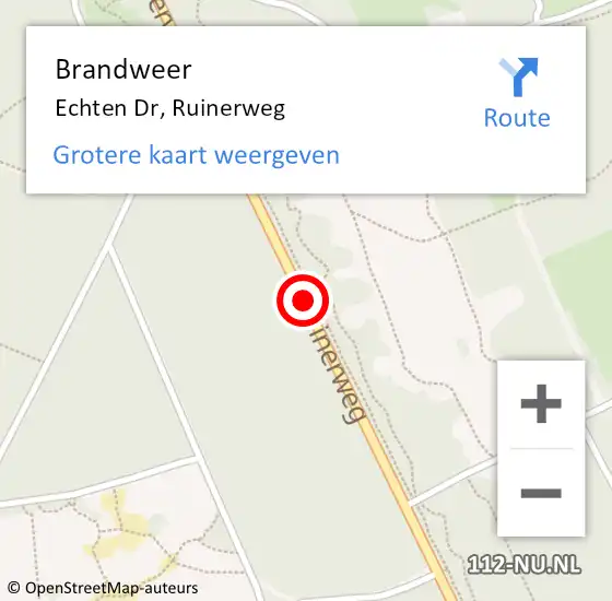 Locatie op kaart van de 112 melding: Brandweer Echten Dr, Ruinerweg op 13 juni 2017 22:14