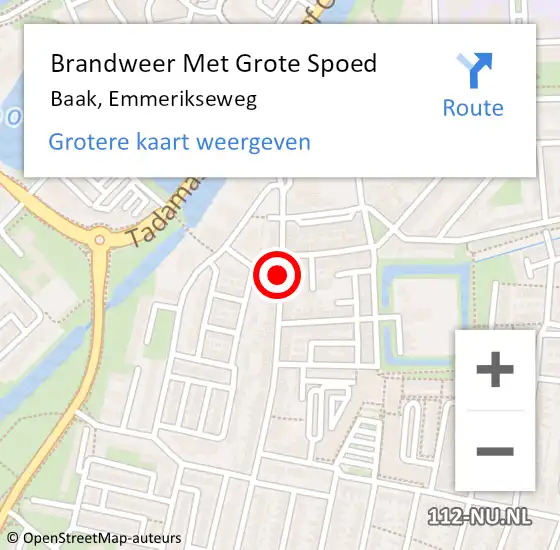 Locatie op kaart van de 112 melding: Brandweer Met Grote Spoed Naar Baak, Emmerikseweg op 13 juni 2017 22:58