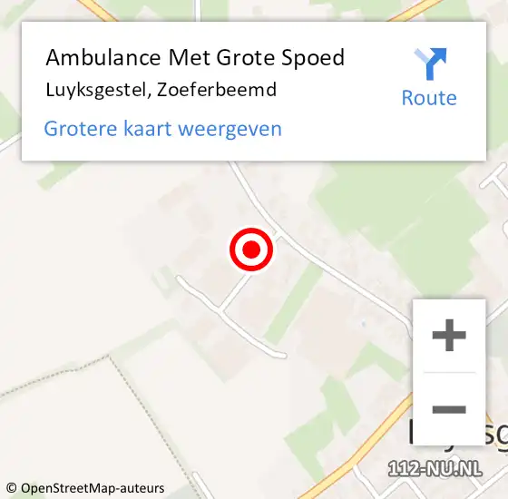 Locatie op kaart van de 112 melding: Ambulance Met Grote Spoed Naar Luyksgestel, Zoeferbeemd op 14 juni 2017 01:42