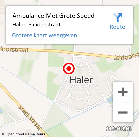 Locatie op kaart van de 112 melding: Ambulance Met Grote Spoed Naar Haler, Pinxtenstraat op 23 januari 2014 18:02