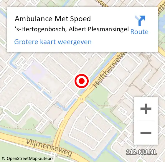 Locatie op kaart van de 112 melding: Ambulance Met Spoed Naar 's-Hertogenbosch, Albert Plesmansingel op 14 juni 2017 02:34