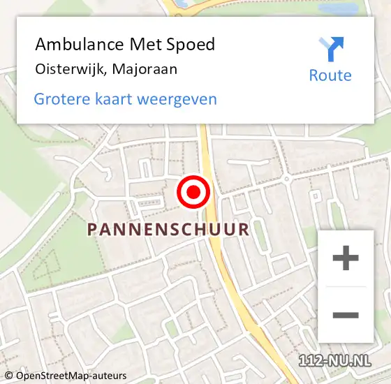 Locatie op kaart van de 112 melding: Ambulance Met Spoed Naar Oisterwijk, Majoraan op 14 juni 2017 02:56