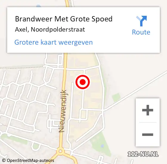 Locatie op kaart van de 112 melding: Brandweer Met Grote Spoed Naar Axel, Noordpolderstraat op 14 juni 2017 03:33