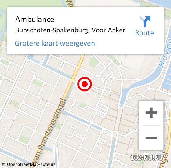 Locatie op kaart van de 112 melding: Ambulance Bunschoten-Spakenburg, Voor Anker op 14 juni 2017 04:55