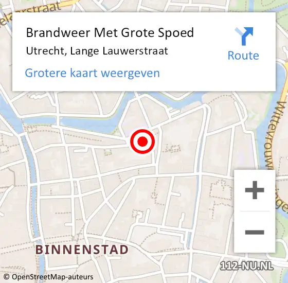 Locatie op kaart van de 112 melding: Brandweer Met Grote Spoed Naar Utrecht, Lange Lauwerstraat op 14 juni 2017 05:28