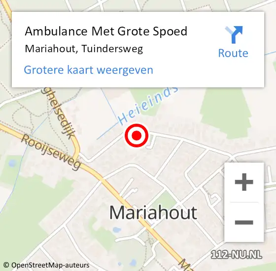 Locatie op kaart van de 112 melding: Ambulance Met Grote Spoed Naar Mariahout, Tuindersweg op 14 juni 2017 07:42