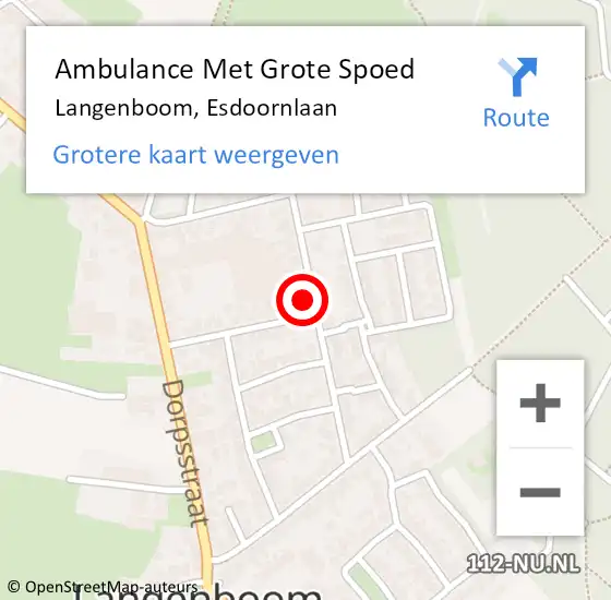 Locatie op kaart van de 112 melding: Ambulance Met Grote Spoed Naar Langenboom, Esdoornlaan op 14 juni 2017 07:51