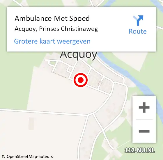 Locatie op kaart van de 112 melding: Ambulance Met Spoed Naar Acquoy, Prinses Christinaweg op 14 juni 2017 08:09