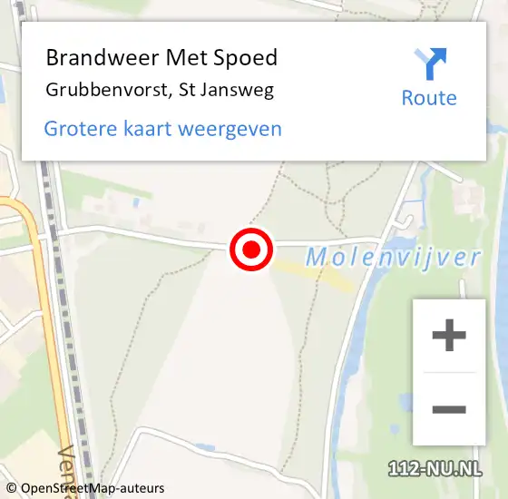 Locatie op kaart van de 112 melding: Brandweer Met Spoed Naar Grubbenvorst, St Jansweg op 14 juni 2017 08:13
