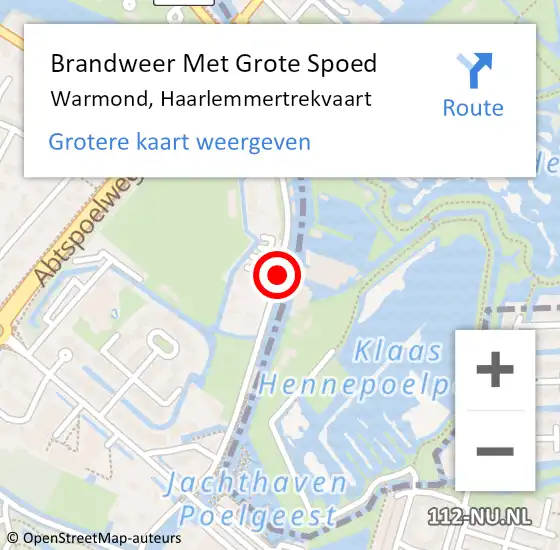 Locatie op kaart van de 112 melding: Brandweer Met Grote Spoed Naar Warmond, Haarlemmertrekvaart op 14 juni 2017 08:31