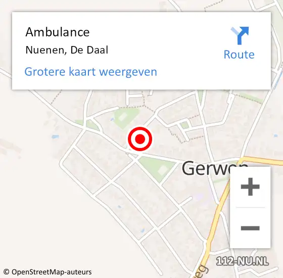 Locatie op kaart van de 112 melding: Ambulance Nuenen, De Daal op 14 juni 2017 09:23