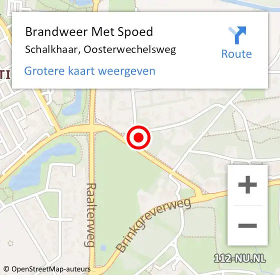 Locatie op kaart van de 112 melding: Brandweer Met Spoed Naar Schalkhaar, Oosterwechelsweg op 14 juni 2017 09:25