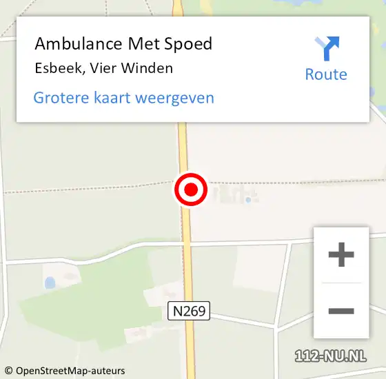 Locatie op kaart van de 112 melding: Ambulance Met Spoed Naar Esbeek, Vier Winden op 14 juni 2017 09:28