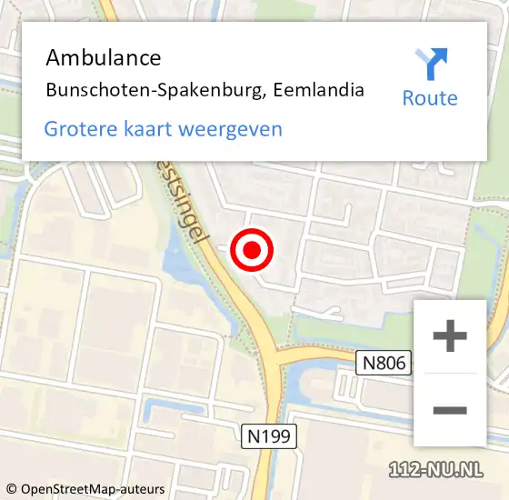 Locatie op kaart van de 112 melding: Ambulance Bunschoten-Spakenburg, Eemlandia op 14 juni 2017 09:34