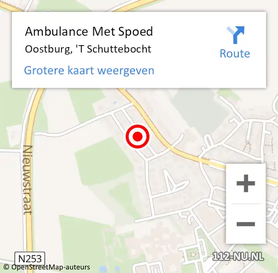 Locatie op kaart van de 112 melding: Ambulance Met Spoed Naar Oostburg, 'T Schuttebocht op 14 juni 2017 09:53