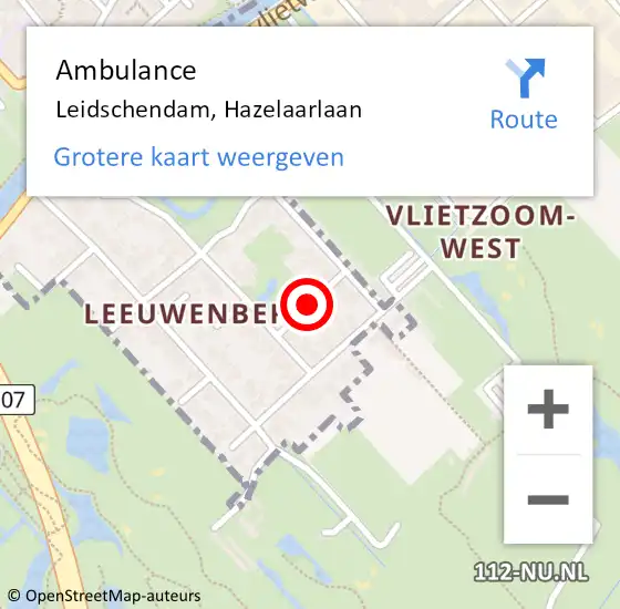 Locatie op kaart van de 112 melding: Ambulance Leidschendam, Hazelaarlaan op 14 juni 2017 09:59