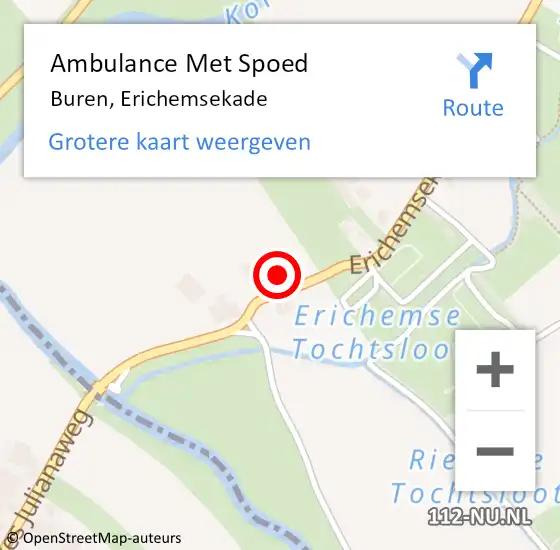 Locatie op kaart van de 112 melding: Ambulance Met Spoed Naar Buren, Erichemsekade op 14 juni 2017 10:00