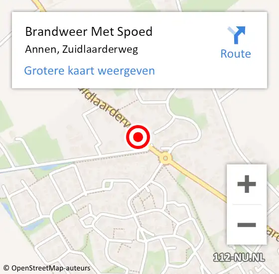 Locatie op kaart van de 112 melding: Brandweer Met Spoed Naar Annen, Zuidlaarderweg op 23 januari 2014 18:29